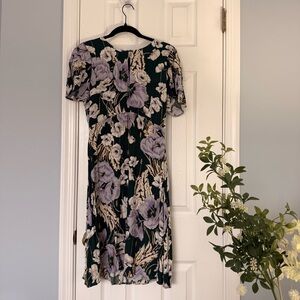Anne Taylor Forest Green and Lilac Floral Dress